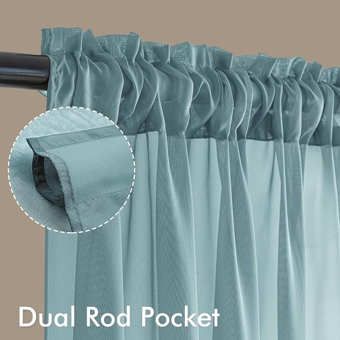 MIULEE Dusty Blue Sheer Curtains 72 Inches Long 4 Panels 42 x 72 Inches | Light - Image 3