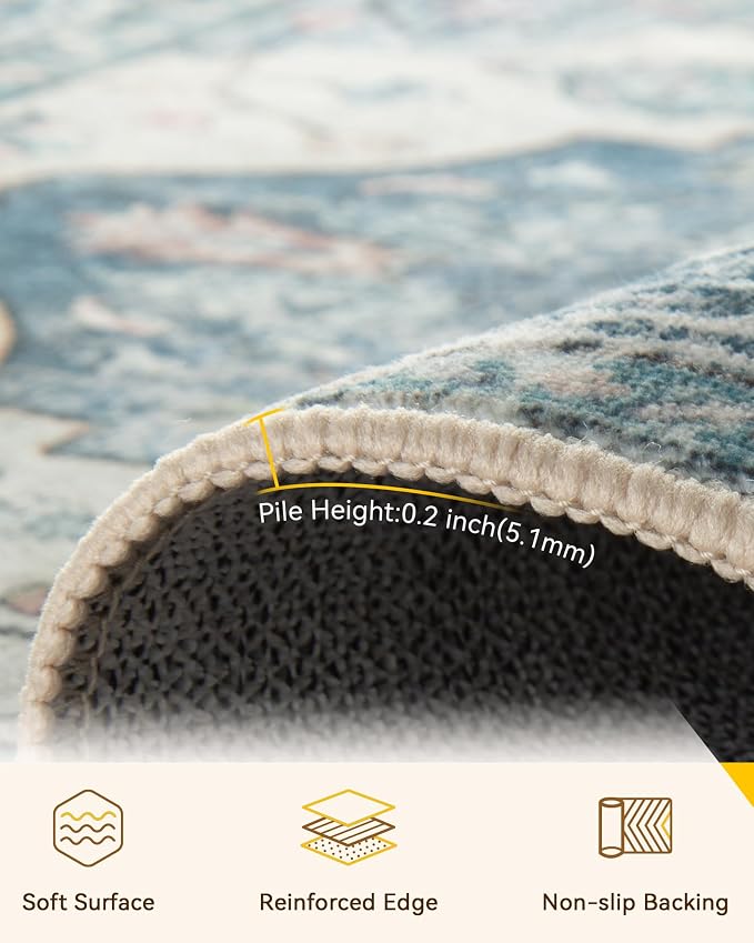 RELEANY Washable Area Rug, Square 6'x6', Water Repellent, Pet Friendly - Image 2