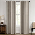MIULEE 100% Blackout Linen Curtains 42 x 72 Inch Pebble Taupe 2 Panels | by MIULEE