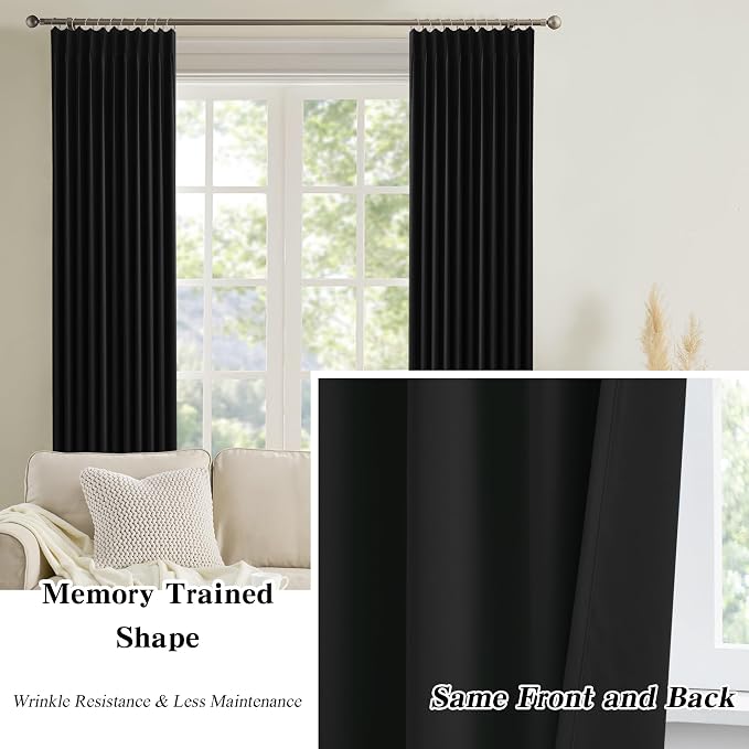 Black Blackout Curtains 132 Inches Long - Image 6