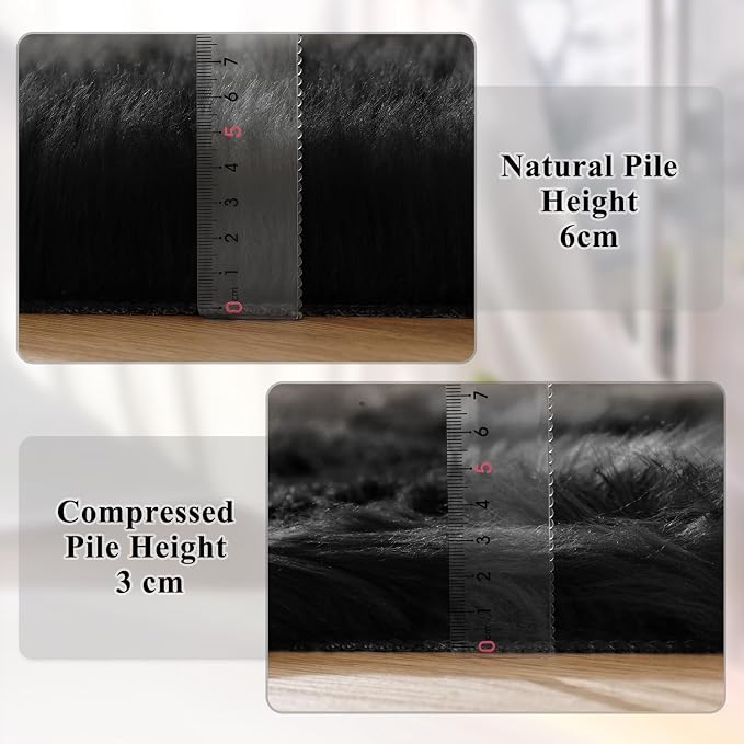 ORINOVA Black Fuzzy Living Room Washable Area Rugs - Image 4