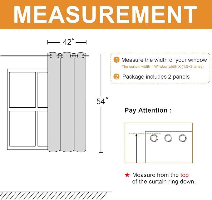 Blackout Curtains for Bedroom, 2 Panels, Window Curtains for Living Room - Image 7