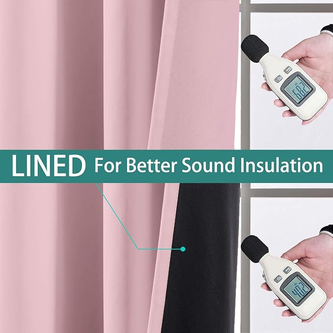 Yakamok Pink 100% Blackout Patio Door Curtain Panels W70 x L84, 1 Panel | Noise - Image 4