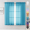 Turquoise Sheer Curtains 63 Inch Length 2 Panels, Light Filtering Voile Airy by Lecloud