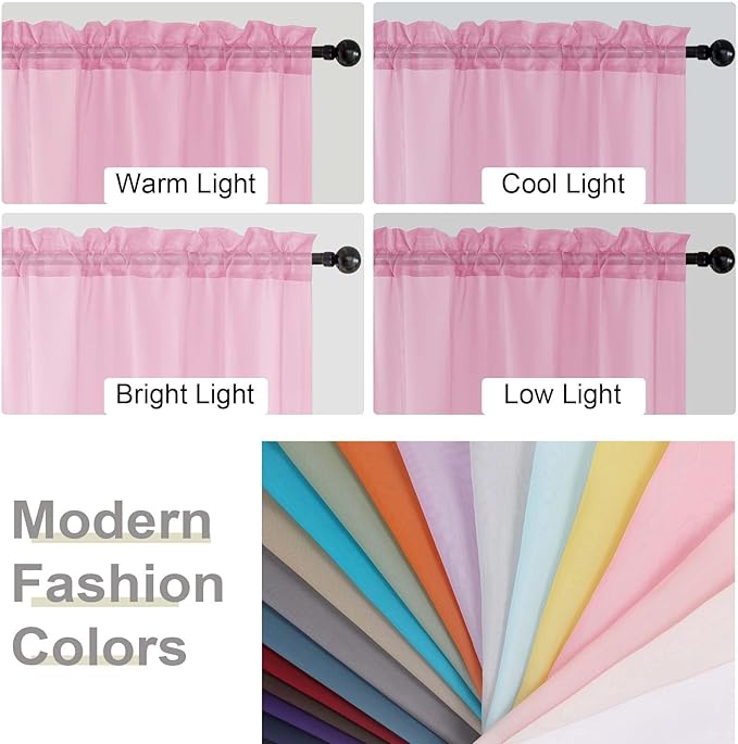 Pink Sheer Curtain for Bedroom Living Room 78 Inches Long 2 Panels Set - Image 8