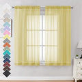 Mustard Yellow Sheer Curtains 63 Inches Length 2 Panels Rod Pocket Light Weight by OVZME