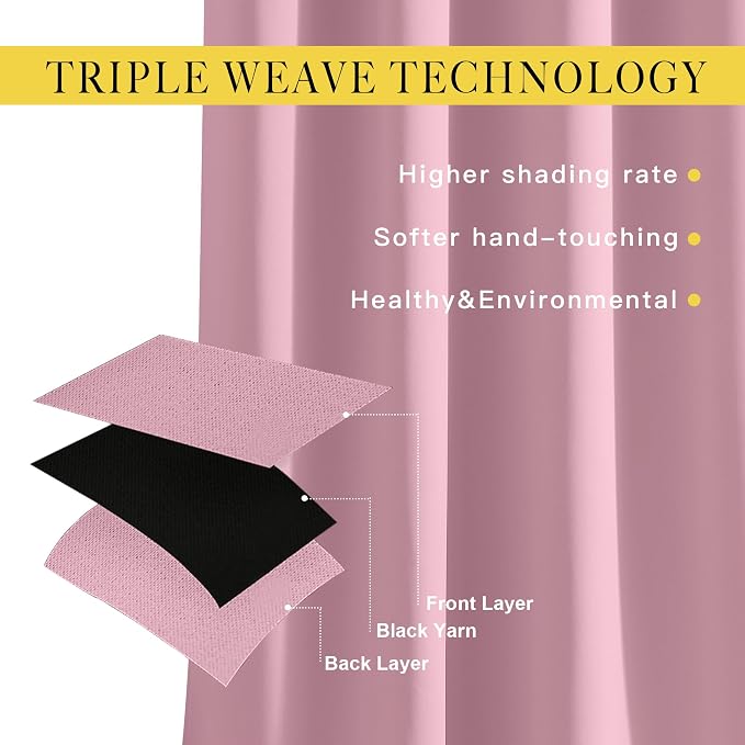 NICETOWN Crystal Pink Blackout Curtains & Drapes - Image 3