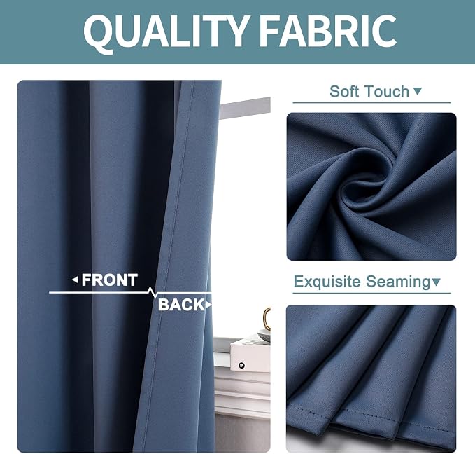 ChrisDowa Blackout Curtains for Bedroom and Living Room 84 Inches Long | 2 - Image 3