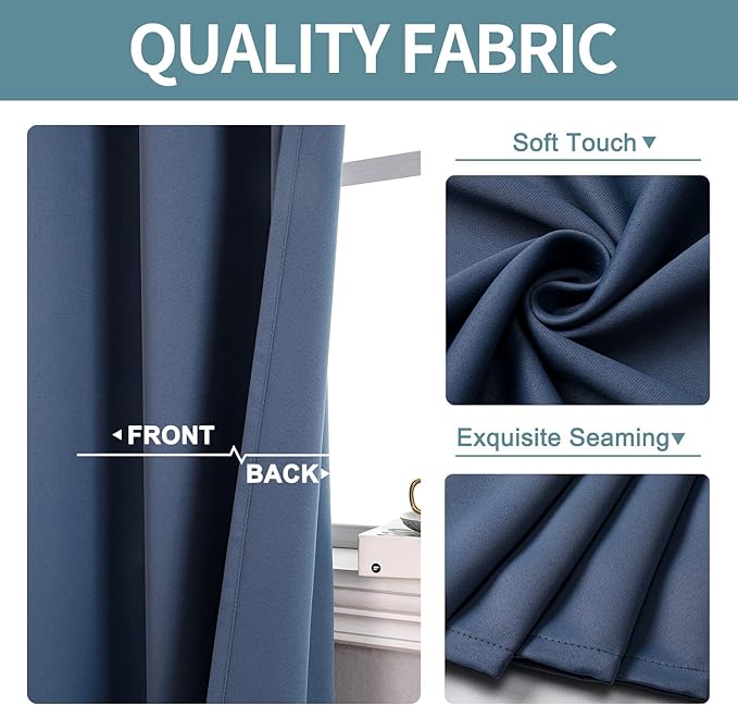 ChrisDowa Blackout Curtains for Bedroom and Living Room 70 Inches Wide | 2 - Image 3