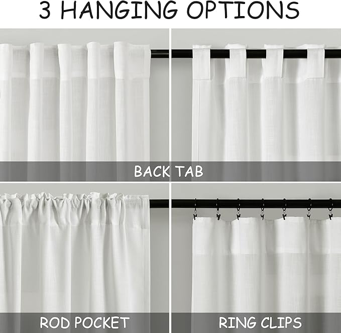 Linen Off White Curtains 132 inch Extra Long - Image 4