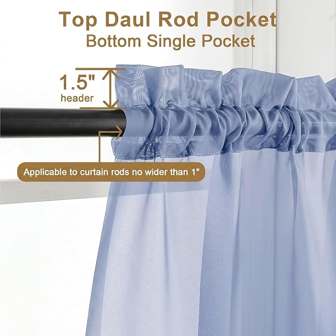 Chyhomenyc Sheer Curtains 54 Inch Long 2 Panels Set - Image 5