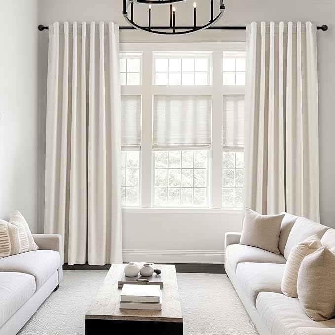 Cream Birch 84 Inch Longth 40 Inch Wide 100% Blackout Curtains 2 Panels Set - Image 8
