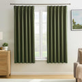 Dark Olive Pinch Pleated Curtains 63 Inches Long by KEQIAOSUOCAI