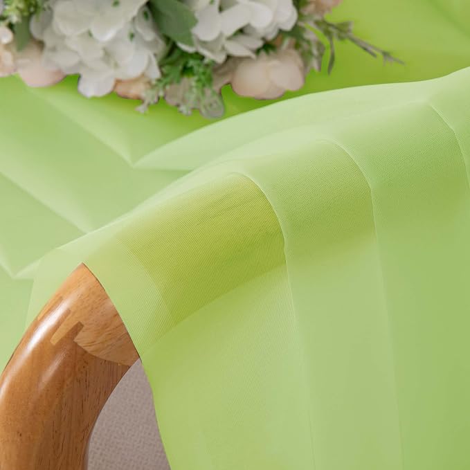 Sheer Lime Curtains for Bedroom Living Room 78 Inches Long 2 Panels Set - Image 6