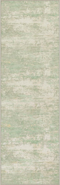 3x10 Washable Runner Rug：Modern Abstract Soft Carpet Green Cream | by FXRHLP