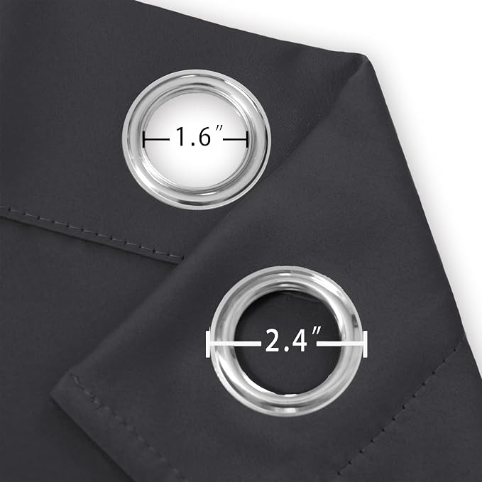 Dark Grey Thermal Blackout Curtains/52 x 72 Inch/Set of 2 Panels Room Darkening - Image 5