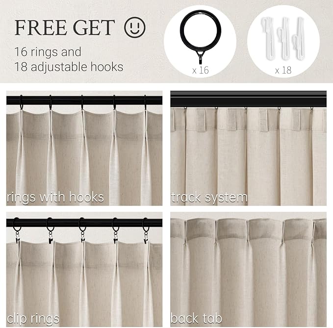 Pinch Pleated 72 Inch Curtains 2 Panels - Image 3