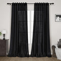Black Sheer Linen Curtains 90 inch Length by Nanspring