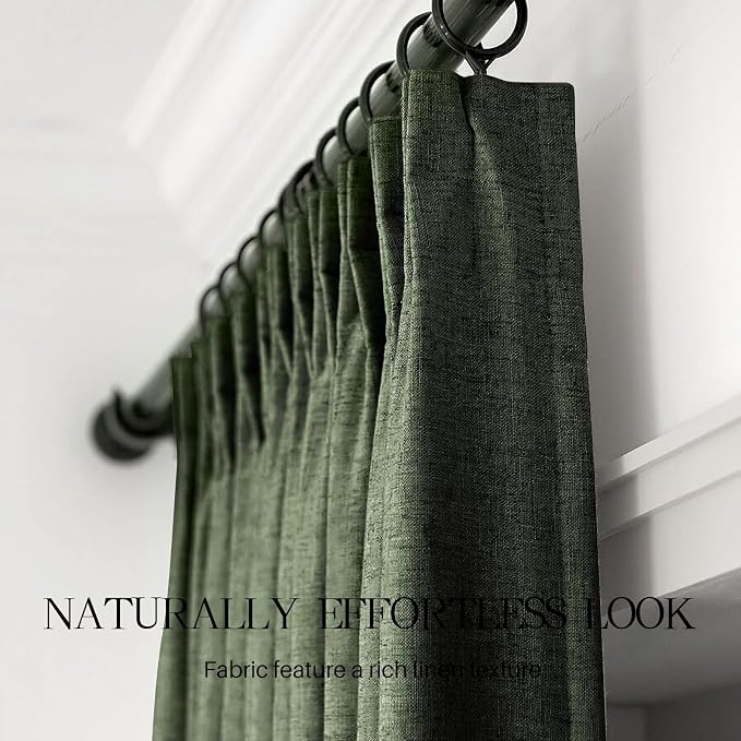 AUSSPVOCT Pinch Pleated 90 Inch Linen Curtains 100% Blackout - Image 7