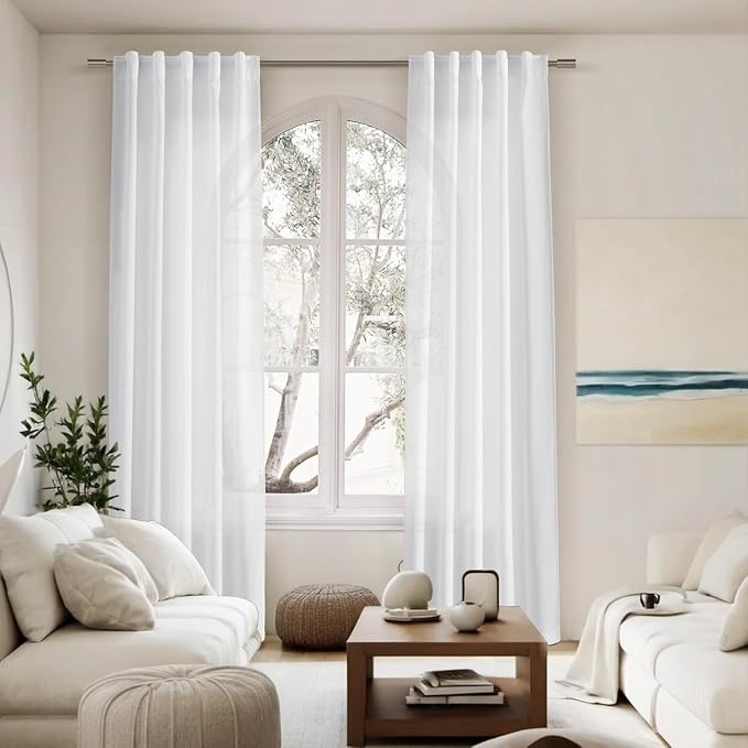 White Farmhouse Decor Curtains 63 Inch Length - Image 6