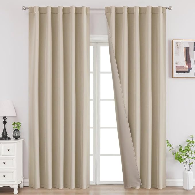 Joydeco Blackout Curtains 84 Inch Length 2 Panels Set, Thermal Insulated Black by JOYDECO