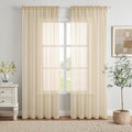 MIULEE 2 Panels Sheer Curtains for Living Room 54 X 63 Inches Cream | Sheer by MIULEE