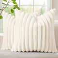 decorUhome Fall Faux Fur Throw Pillow Covers 18x18 Set of 2 Cream White | by decorUhome