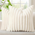 decorUhome Fall Faux Fur Throw Pillow Covers 20x20 Set of 2 Cream White | by decorUhome