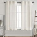 Cream Linen Back Tab Pocket Curtains 60 Inch Length by Nanspring