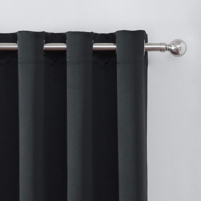 Black Thermal Blackout Curtains/52 x 45 Inch/Set of 2 Panels Room Darkening - Image 7