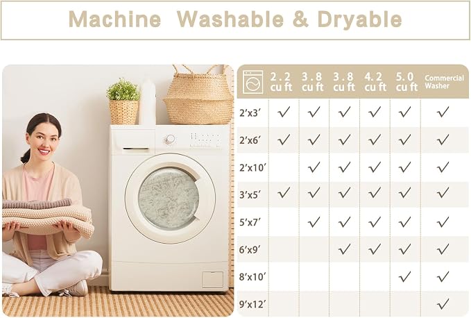 Washable Rugs 5x7 Area Rugs for Living Room, Dining Room Carpet | Ultra Soft - Image 9