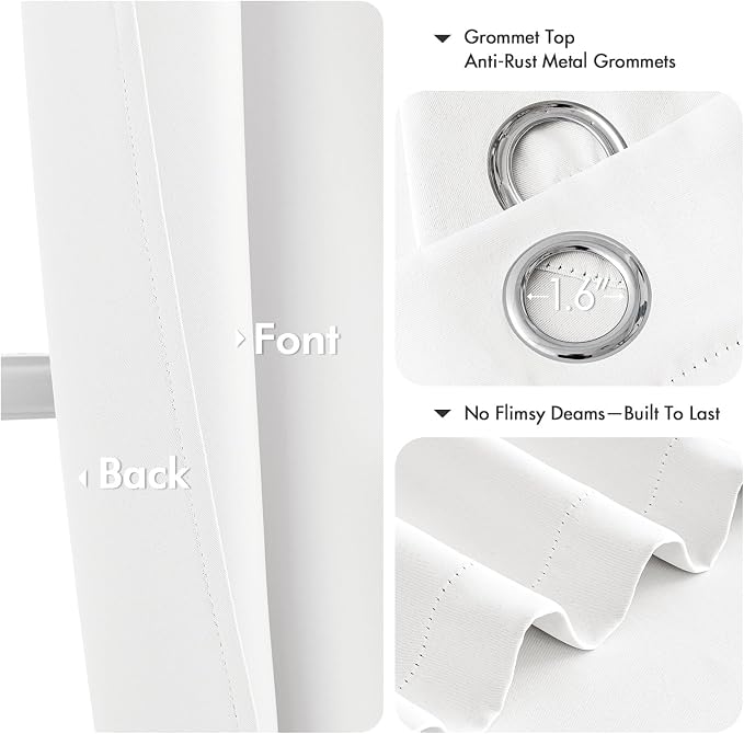 MIULEE Blackout Curtains for Bedroom 2 Panels 50 x 84 Inch Long Pure White | - Image 4