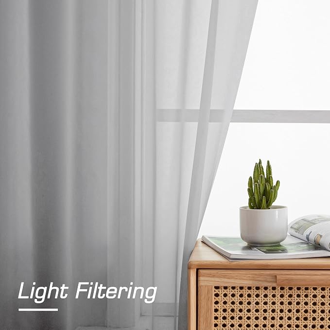 Light Grey Sheer Curtains 90 Inches Long - Image 3