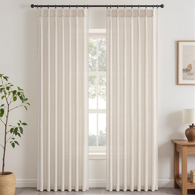 Topfinel 102 Inch Curtains 2 Panels Set, Two Packs Pinch Pleat Back Tab Linen - Image 9