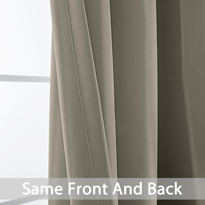 Yakamok Room Darkening Curtains 52x72 inch Length Taupe-Living Room | 2 panels - Image 3