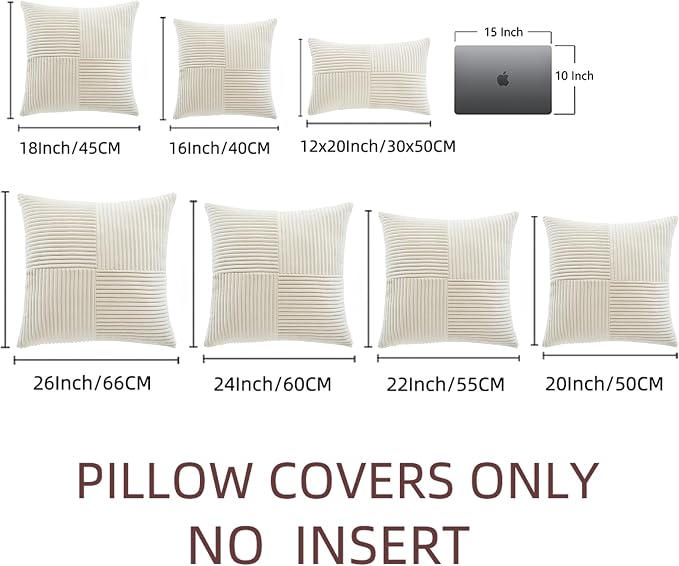 Fancy Homi 2 Packs Cream Big Decorative Throw Pillow Covers 24x24 Inch - Image 7