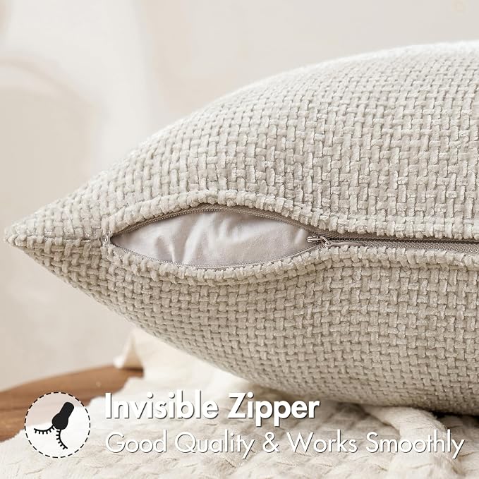 MIULEE Decorative Couch Throw Pillow Covers 20x20 Inch Neutral Beige 2 Pack | - Image 5