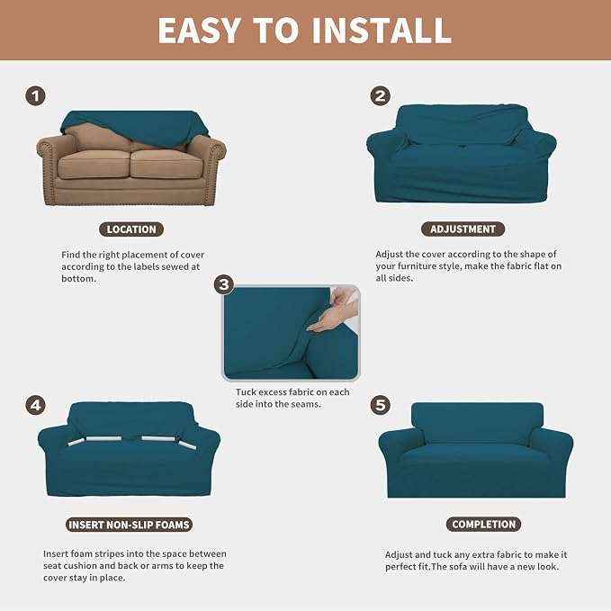 Easy-Going 100% Waterproof Couch Cover, 3 Cushion Oversized Sofa Cover | - Image 5