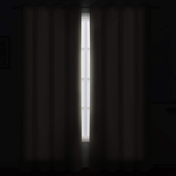 Beige Thermal Blackout Curtains/52 x 72 Inch/Set of 2 Panels Room Darkening - Image 3