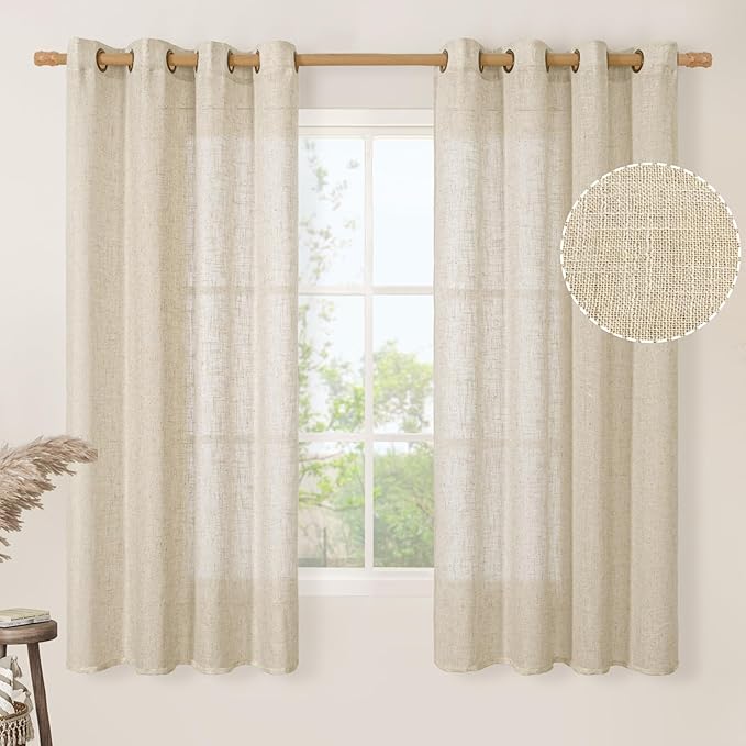 60 Inch Semi Sheer Linen Curtains by LAMIT