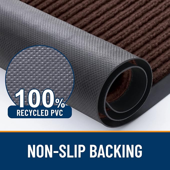 OLANLY 2-Pack Front Door Mats 35x23, Waterproof Heavy-Duty Doormats | Brown - Image 3
