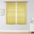 Sheer Curtains 63 inch Length 2 Panels Set, Ivory Sheer Cutains Short Curtains by OWENIE