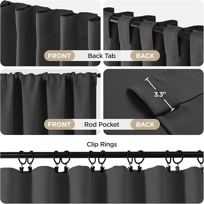 Joydeco Blackout Curtains 108 Inches Long, Thermal Insulated Black Out Curtains - Image 3