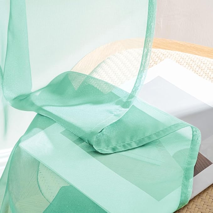 MIULEE Aqua Sheer Curtains 108 Inches Long 4 Panels 42 x 108 Inches | Light - Image 7