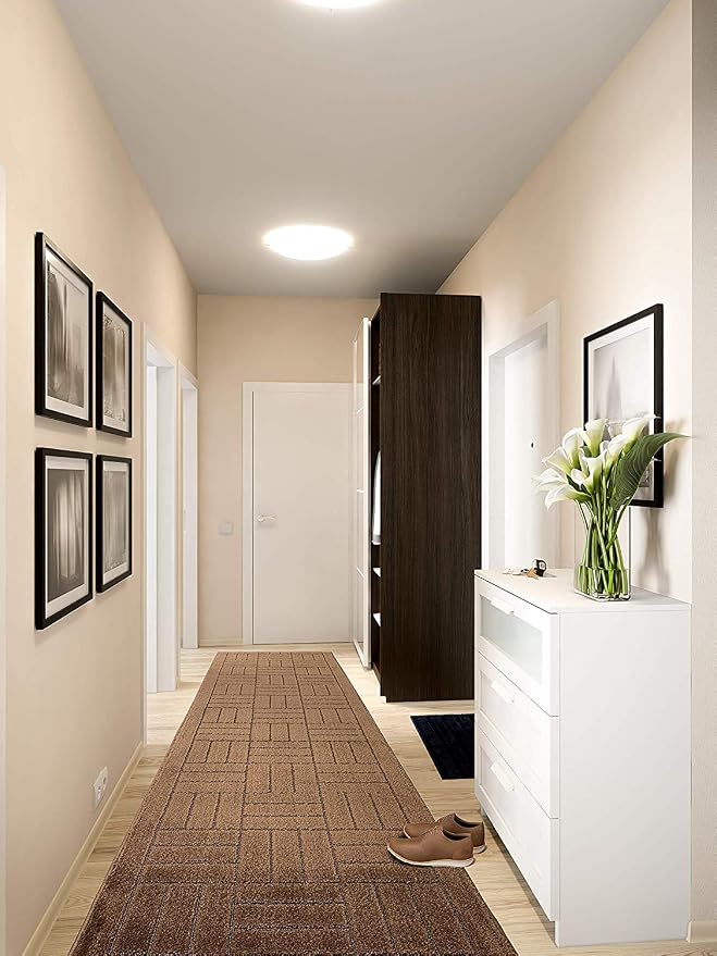 Custom Length Hallway Runner Rug, Slip Resistant, Bricks Brown, 26 Inch X 28 - Image 2