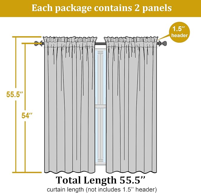 Sheer Curtains 54 Inch Length 2 Panels Set - Image 7
