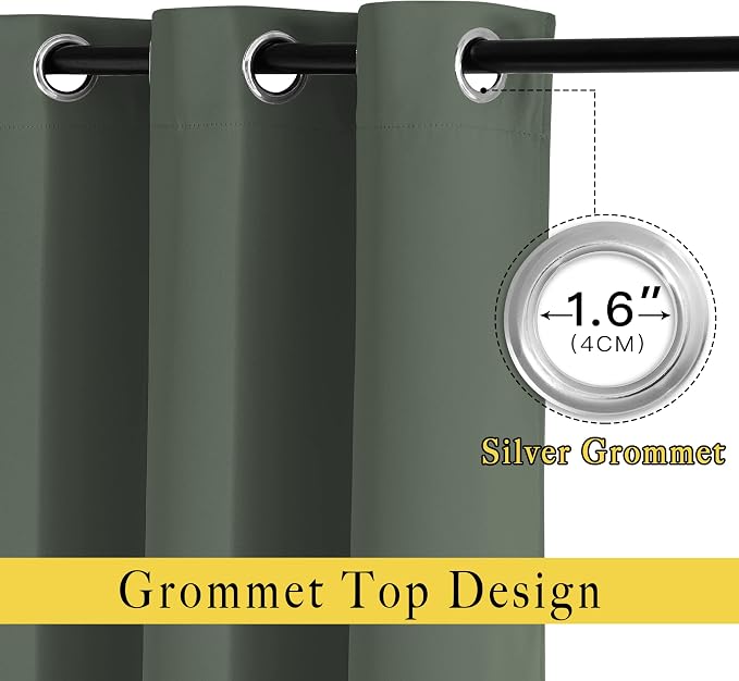 NICETOWN Blackout Bedroom Curtains 66 inches Long, Grommet Light Reducing - Image 2