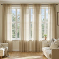 MIULEE Beige Sheer Curtains 96 Inches Long 4 Panels 42 x 96 Inches | Light by MIULEE