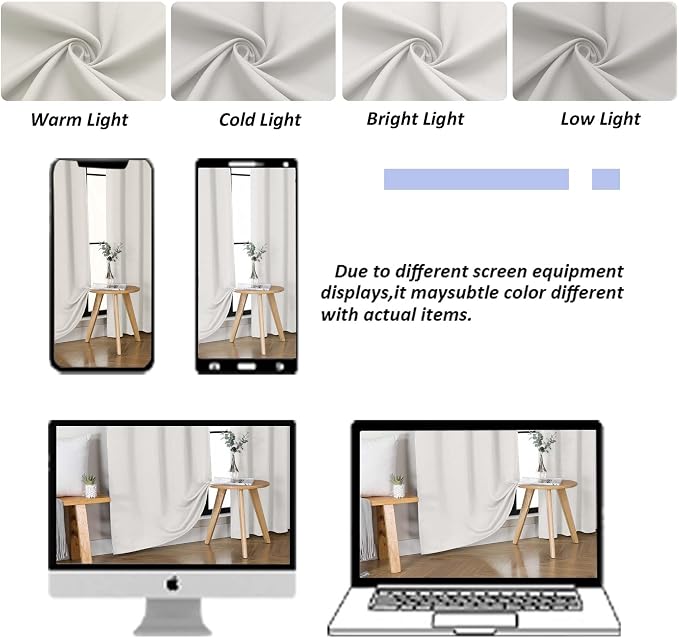 Simplebrand Ava Natural Short 36 Inches Blackout Curtain 2 Panels Set, Half - Image 9