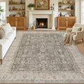8x10 Area Rugs Living Room: Bedroom Washable Carpet Warm Taupe | Large Vintage by Luxturiy